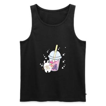 Kawaii Boba Bubble Getränk Japan Milchtee Manga - Männer Premium Bio Tank Top - Schwarz - Vorne - AI Model Male 178 light (178cm)