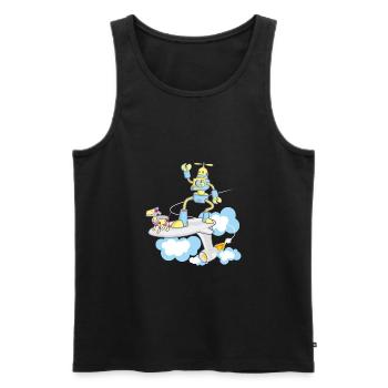 robot dog surfing - Men's Premium Organic Tank Top - black - Front - Michal (187cm)