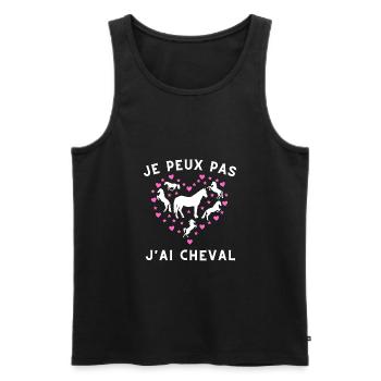 JE PEUX PAS J'AI CHEVAL - Rose & Blanc - Débardeur bio Premium Homme - noir - Devant - Michal (187cm)