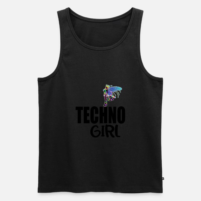 Techno-Mädchen - Männer Premium Bio Tank Top - Schwarz