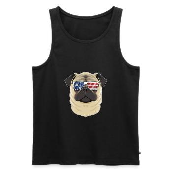 Pug USA Sunglasses I American Flag Pug - Men's Premium Organic Tank Top - black - Front - AI Model Male 178 light (178cm)