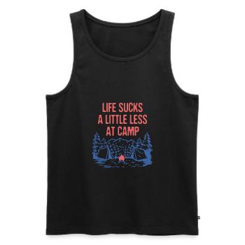 Life Sucks a Little Less at Camp Funny Camping - Männer Premium Bio Tank Top - Schwarz - Vorne - Michal (187cm)