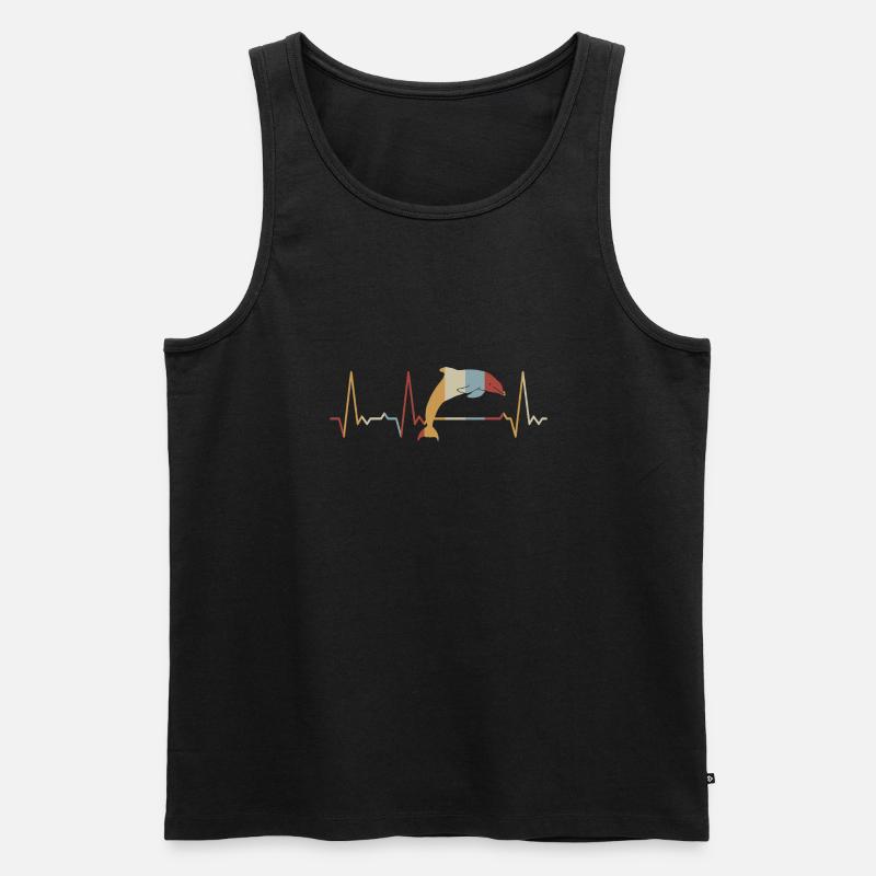 Herzschlag Delfin - Männer Premium Bio Tank Top - Schwarz
