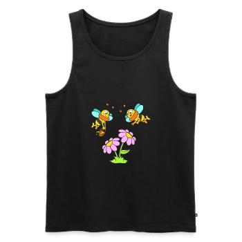 Abeilles à fleurs et miel - Débardeur bio Premium Homme - noir - Devant - AI Model Male 178 light (178cm)