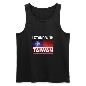 Taiwan Flag Taipei China No War - Men's Premium Organic Tank Top - black - Front - AI Model Male 178 light (178cm)