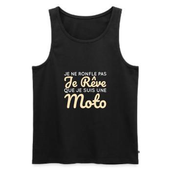 Je ne ronfle pas je rêve que je suis une moto - Débardeur bio Premium Homme - noir - Devant - Michal (187cm)