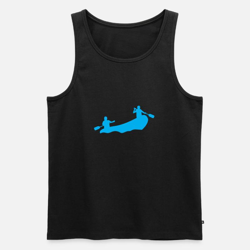 Rafting Silhouette Wildwasser Schlauchboot Fluss - Männer Premium Bio Tank Top - Schwarz