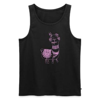 Lama,alpaka, Illustration, Comic, pink - Männer Premium Bio Tank Top - Schwarz - Vorne - AI Model Male 178 light (178cm)