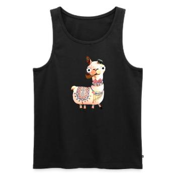 Lama,alpaka, Illustration, Comic, pfeife - Männer Premium Bio Tank Top - Schwarz - Vorne - AI Model Male 178 light (178cm)