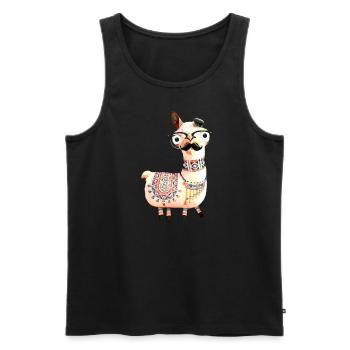 Lama,alpaka, Illustration, Comic,nerd, bart - Männer Premium Bio Tank Top - Schwarz - Vorne - AI Model Male 178 light (178cm)