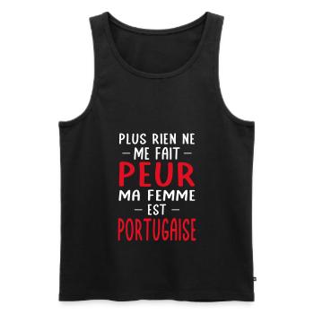 Rien ne me fait peur ma femme est Portugaise - Débardeur bio Premium Homme - noir - Devant - Michal (187cm)