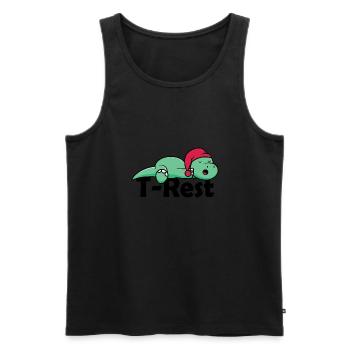 T-Rest - Schlafender T-Rex Wortspiel Dino - Männer Premium Bio Tank Top - Schwarz - Vorne - AI Model Male 178 light (178cm)