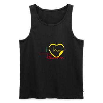 i love reunion - Débardeur bio Premium Homme - noir - Devant - AI Model Male 178 light (178cm)