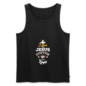 I Love Jesus Coffee and Naps - Men's Premium Organic Tank Top - black - Front - Michal (187cm)