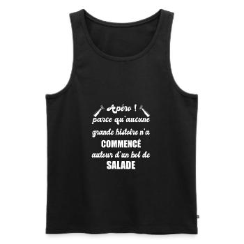 Apéro parce qu'aucune grande histoire t-shirt - Débardeur bio Premium Homme - noir - Devant - Michal (187cm)