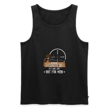 Long Range Shooting Rifle Hunter Shirt - Men's Premium Organic Tank Top - black - Front - AI Model Male 178 light (178cm)