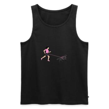 Geländelauf - Läuferin mit Hund - Canicross - rosa - Männer Premium Bio Tank Top - Schwarz - Vorne - Michal (187cm)