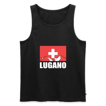 Schweiz Lugano - Männer Premium Bio Tank Top - Schwarz - Vorne - AI Model Male 178 light (178cm)