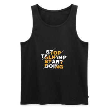 Start Work Design für stolze Workaholics - Männer Premium Bio Tank Top - Schwarz - Vorne - Michal (187cm)