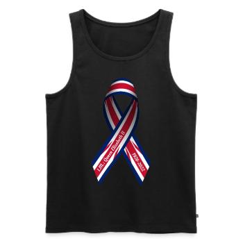 Solidarité Mort Elizabeth II Ruban de paix - Débardeur bio Premium Homme - noir - Devant - AI Model Male 178 light (178cm)