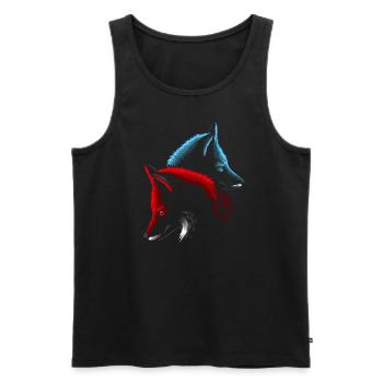 Red and blue foxes - Men's Premium Organic Tank Top - black - Front - AI Model Male 178 light (178cm)