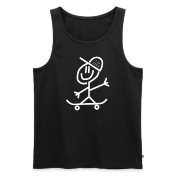 Figurine de bâton de skateboard - Débardeur bio Premium Homme - noir - Devant - Michal (187cm)