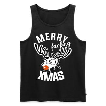 fucking xmas christmas reindeer funny ugly - Men's Premium Organic Tank Top - black - Front - AI Model Male 178 light (178cm)