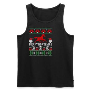 Joyeux Noël chevaux - Débardeur bio Premium Homme - noir - Devant - AI Model Male 178 light (178cm)