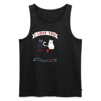 Le chat de la Saint Valentin - Débardeur bio Premium Homme - noir - Devant - Michal (187cm)