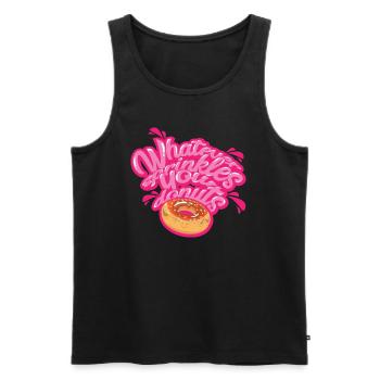 DONUT | Tout ce qui saupoudre vos beignets - Débardeur bio Premium Homme - noir - Devant - Michal (187cm)