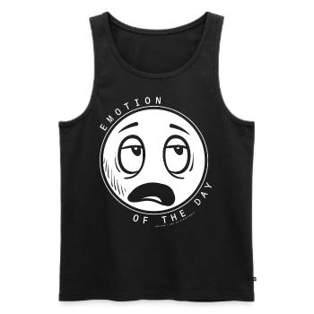 Emotion exhausted by "ART8NS" Art ON streetwear - Men's Premium Organic Tank Top - black - Front - AI Model Male 178 light (178cm)