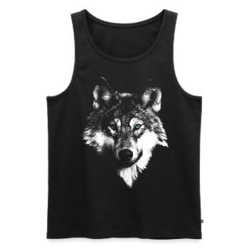Wolf Wolfkopf - Männer Premium Bio Tank Top - Schwarz - Vorne - AI Model Male 178 light (178cm)
