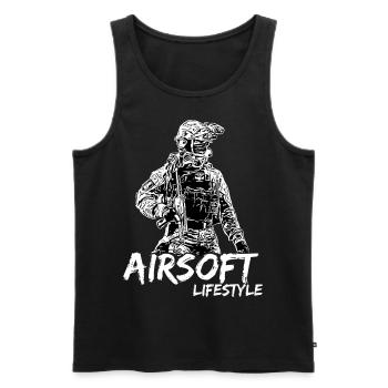 Airsoft / Softair / Softgun / AEG Airsoft Milsim - Débardeur bio Premium Homme - noir - Devant - AI Model Male 178 light (178cm)