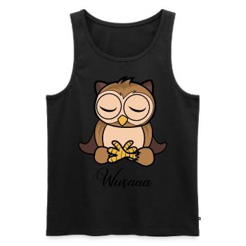 Auszeit Durchatmen Wusaaa Eule - Männer Premium Bio Tank Top - Schwarz - Vorne - Michal (187cm)