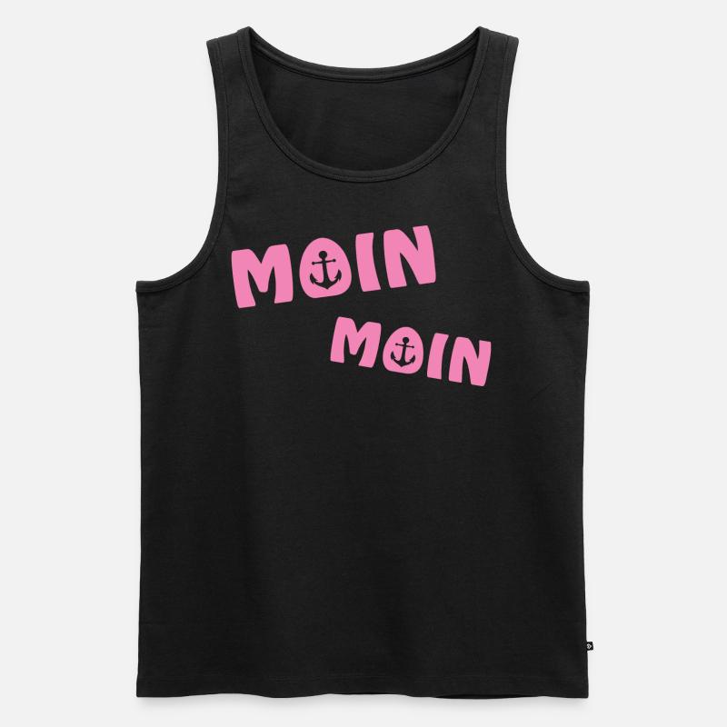 Moin Moin mit Anker - Männer Premium Bio Tank Top - Schwarz