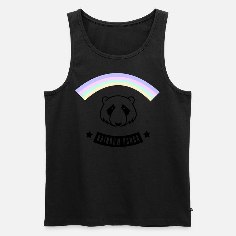Rainbow Panda - Männer Premium Bio Tank Top - Schwarz