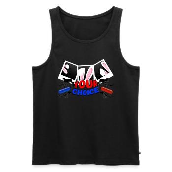 Your Choice Red or Blue follow the White Rabbit - Männer Premium Bio Tank Top - Schwarz - Vorne - AI Model Male 178 light (178cm)