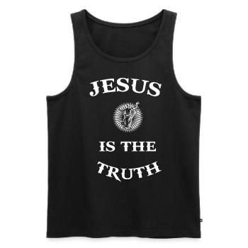 Jésus Christianisme Christ Religion Foi Dicton - Débardeur bio Premium Homme - noir - Devant - AI Model Male 178 light (178cm)