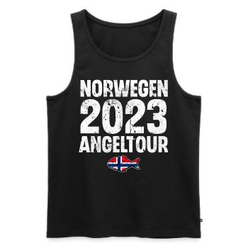 Norwegen Angeltour 2023 Angeln Angler Fischen - Männer Premium Bio Tank Top - Schwarz - Vorne - Michal (187cm)