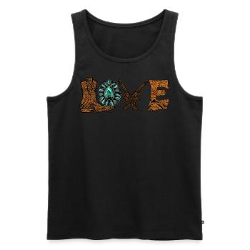Love Liebe Western Revolver Cowboy - Men's Premium Organic Tank Top - black - Front - AI Model Male 178 light (178cm)