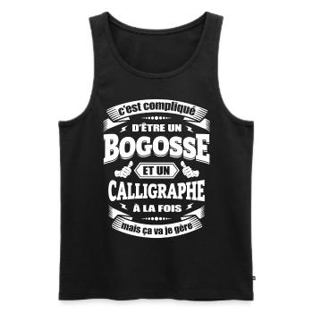 BOGOSSE ET CALLIGRAPHE - Débardeur bio Premium Homme - noir - Devant - AI Model Male 178 light (178cm)