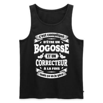 BOGOSSE ET CORRECTEUR - Débardeur bio Premium Homme - noir - Devant - AI Model Male 178 light (178cm)