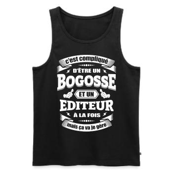 BOGOSSE ET ÉDITEUR - Débardeur bio Premium Homme - noir - Devant - AI Model Male 178 light (178cm)