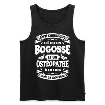 BOGOSSE ET OSTÉOPATHE A LA FOIS - Débardeur bio Premium Homme - noir - Devant - AI Model Male 178 light (178cm)