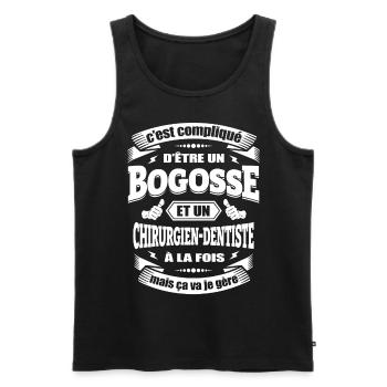 BOGOSSE ET CHIRURGIEN-DENTISTE A LA FOIS - Débardeur bio Premium Homme - noir - Devant - Michal (187cm)