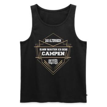 DAS ALTERSHEIM KANN WARTEN ICH GEHE CAMPEN - Männer Premium Bio Tank Top - Schwarz - Vorne - Michal (187cm)