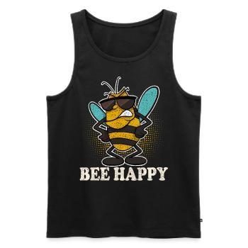Bee Happy Imker Bienen - Männer Premium Bio Tank Top - Schwarz - Vorne - Michal (187cm)
