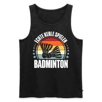 Badminton - Männer Premium Bio Tank Top - Schwarz - Vorne - Michal (187cm)