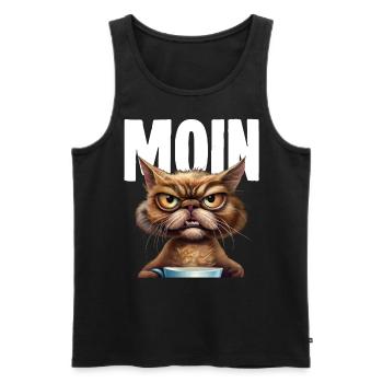 Moin Lustige Katze Kaffee - Männer Premium Bio Tank Top - Schwarz - Vorne - AI Model Male 178 light (178cm)