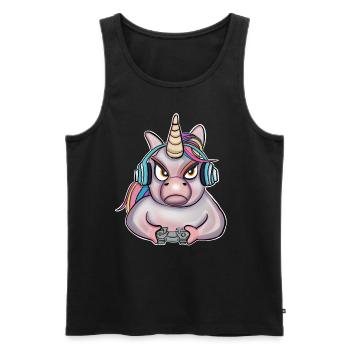 Unicorn Gaming Gamer Gamers Gamblers - Débardeur bio Premium Homme - noir - Devant - AI Model Male 178 light (178cm)